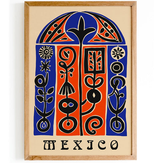 Ethnic Abstract Mexico Travel Poster