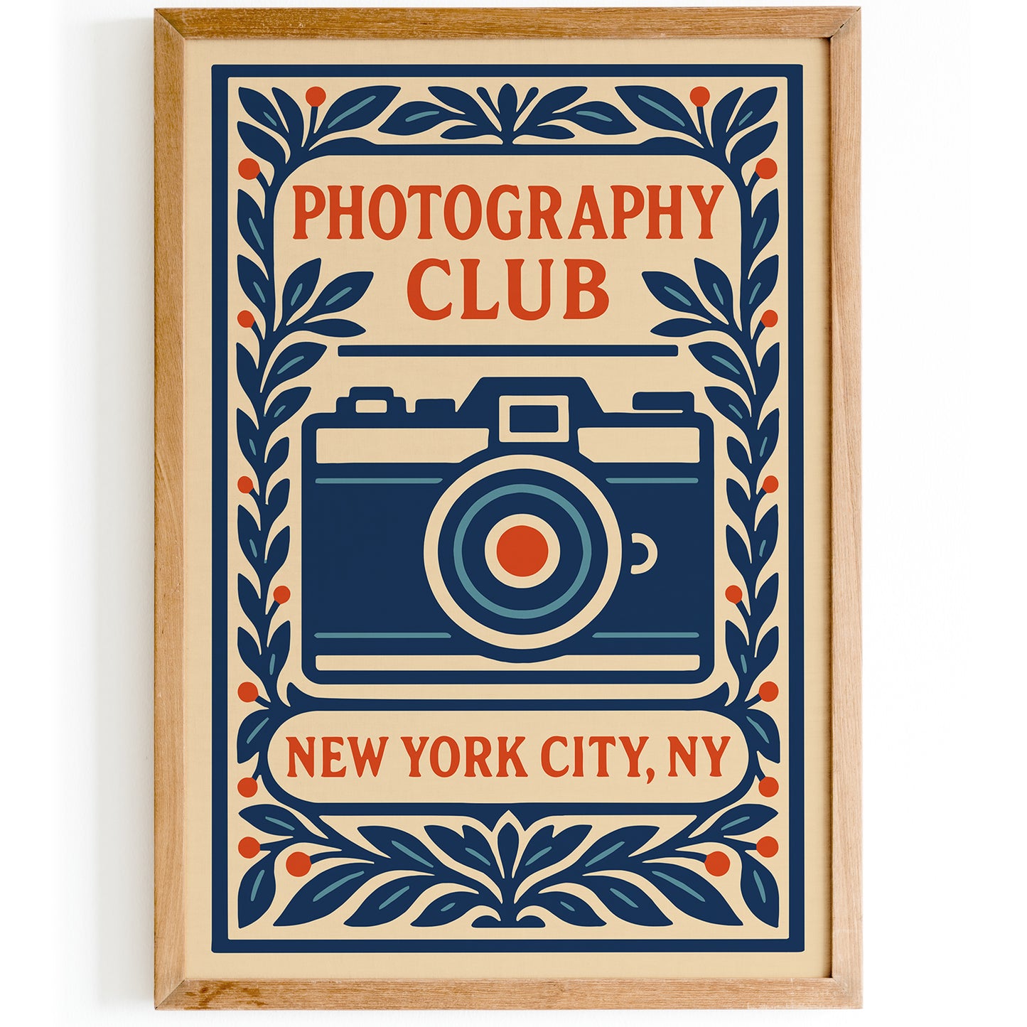 Photography Club NYC Poster – Blue Camera Floral Print