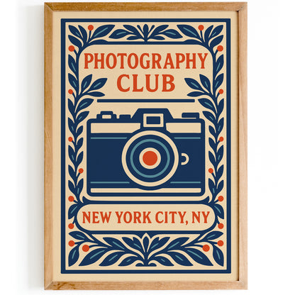 Photography Club NYC Poster – Blue Camera Floral Print