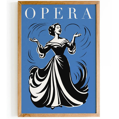 Opera Singer Poster – Blue Music Wall Art
