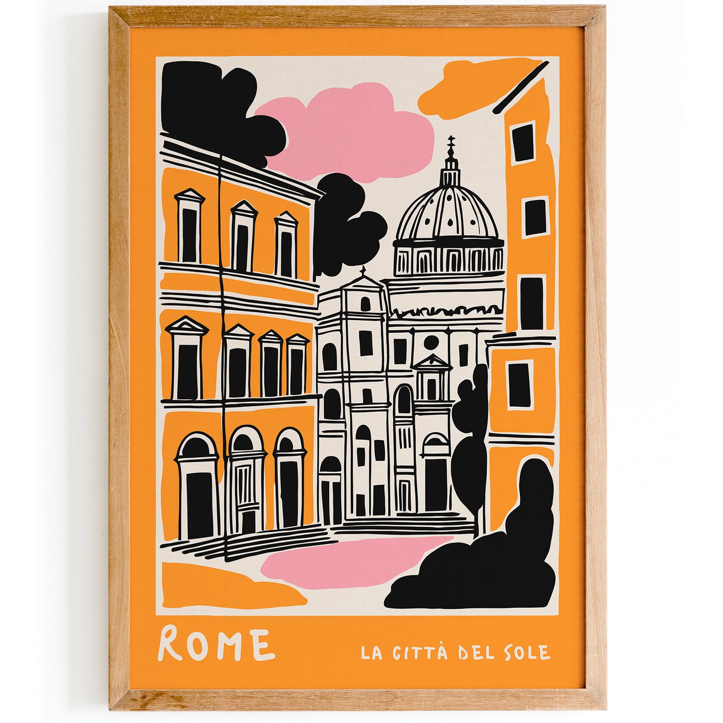 Rome Yellow Handdrawn Style Art Print