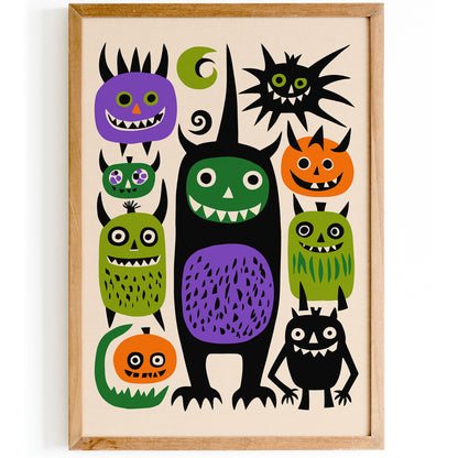 Halloween Monsters Family Illustration Print