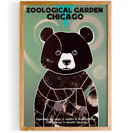 Chicago Zoo Garden Vintage Bear Poster