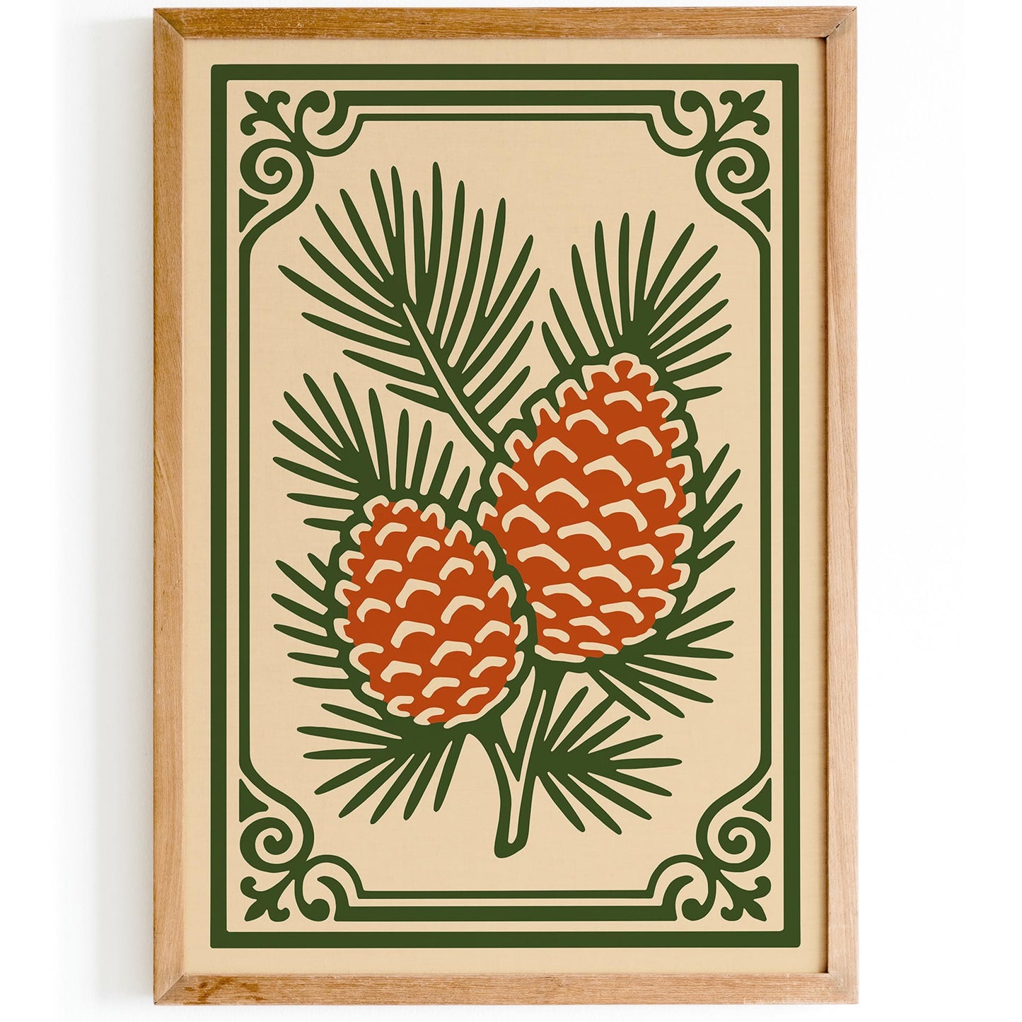 Autumn Cones Art Print - Fall Cozy  Home Decor