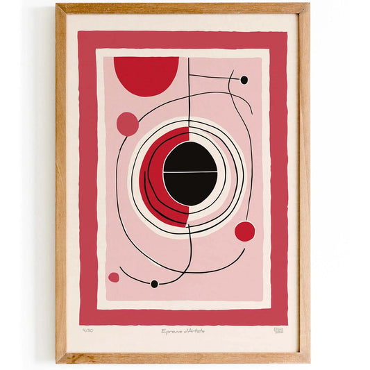 Red Orbit - Abstract Geometric Print
