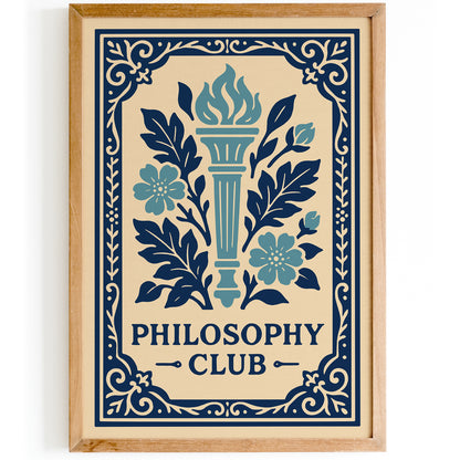 Philosophy Club Wall Art Print - Blue Rococo Style Poster