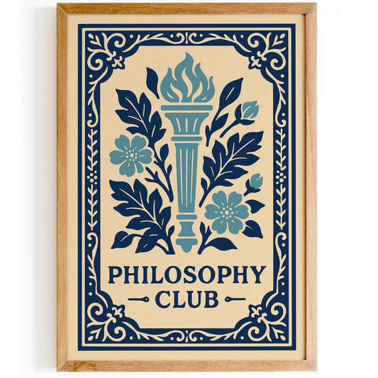Philosophy Club Wall Art Print - Blue Rococo Style Poster