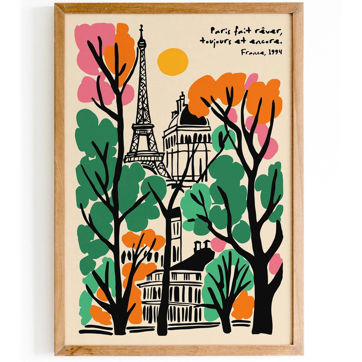 Paris France Travel Poster with Quote