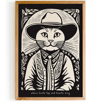 Cat Cowboy Cute Art Print