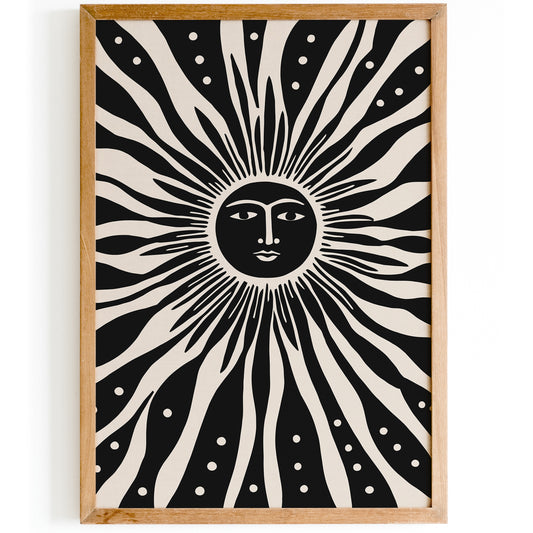 Black Sun Art Print Farmhouse Decor