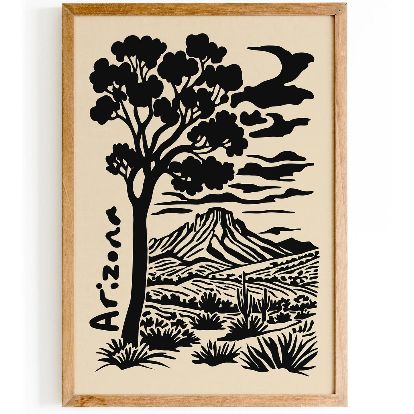 Arizona Landscape Black Ink Style Poster