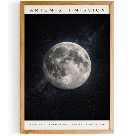 Artemis II Mission Poster, Space Travel Wall Art