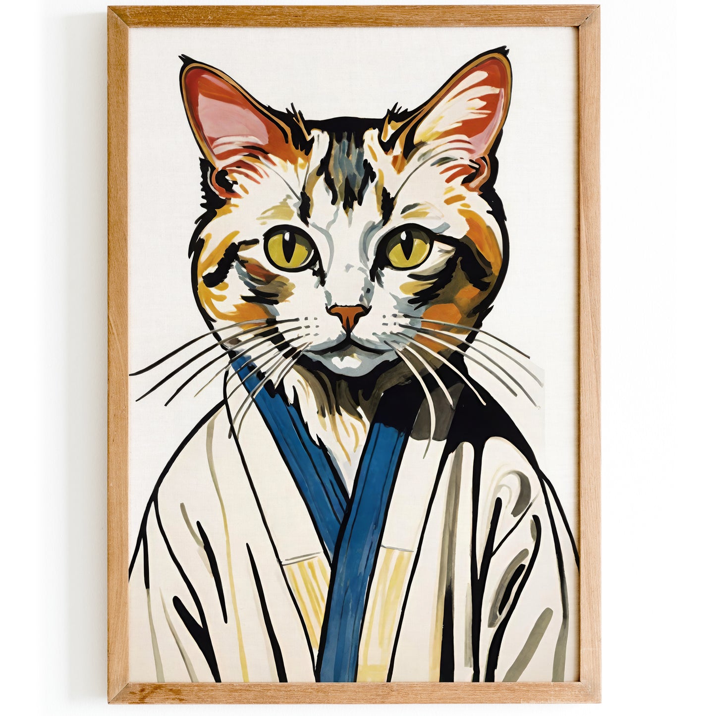 Cat in Bathrobe Wall Art Poster