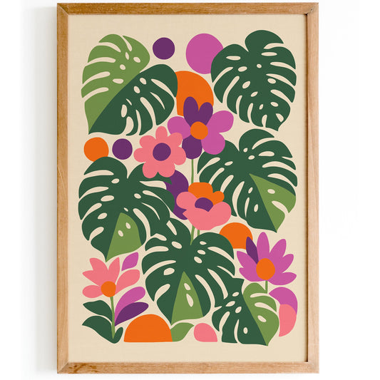 Colorful Jungle Monstera Poster – Tropical Botanical Wall Art Print