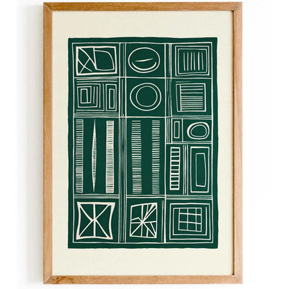 Retro Shapes in Green Art Print