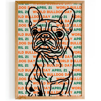 World Bulldog Day Line-Art Poster