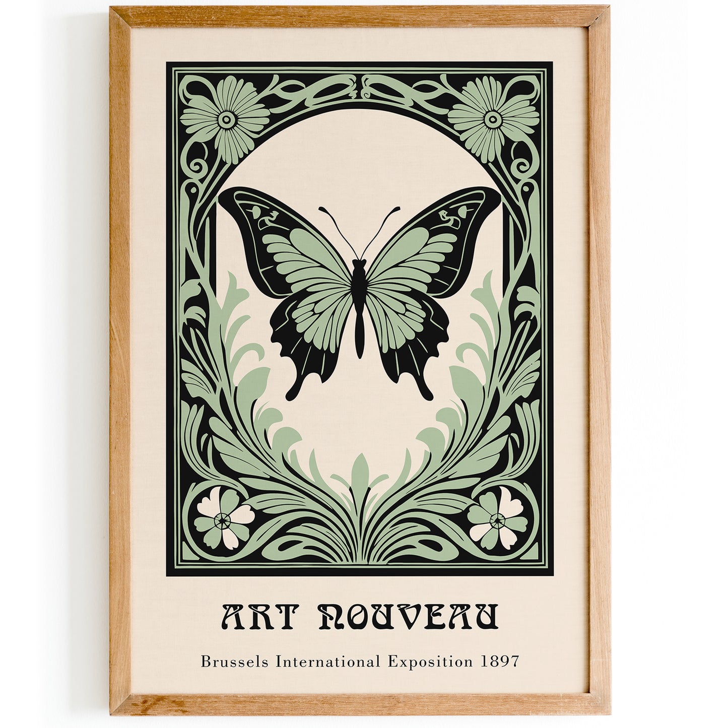 Art Nouveau Green Butterfly Poster