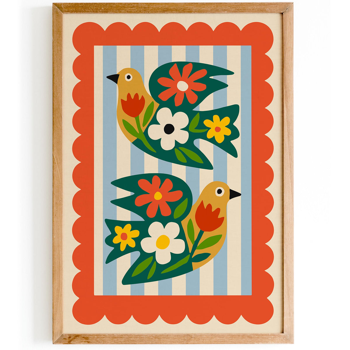 Colorful Folk Bird Poster