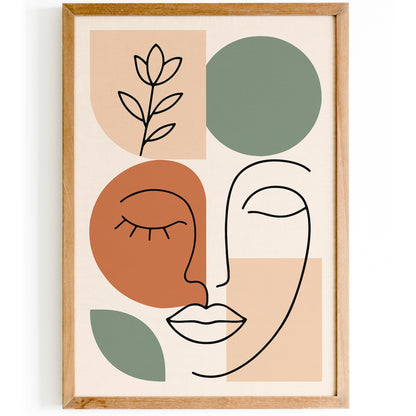 Boho Line Art – Woman & Geometric Forms