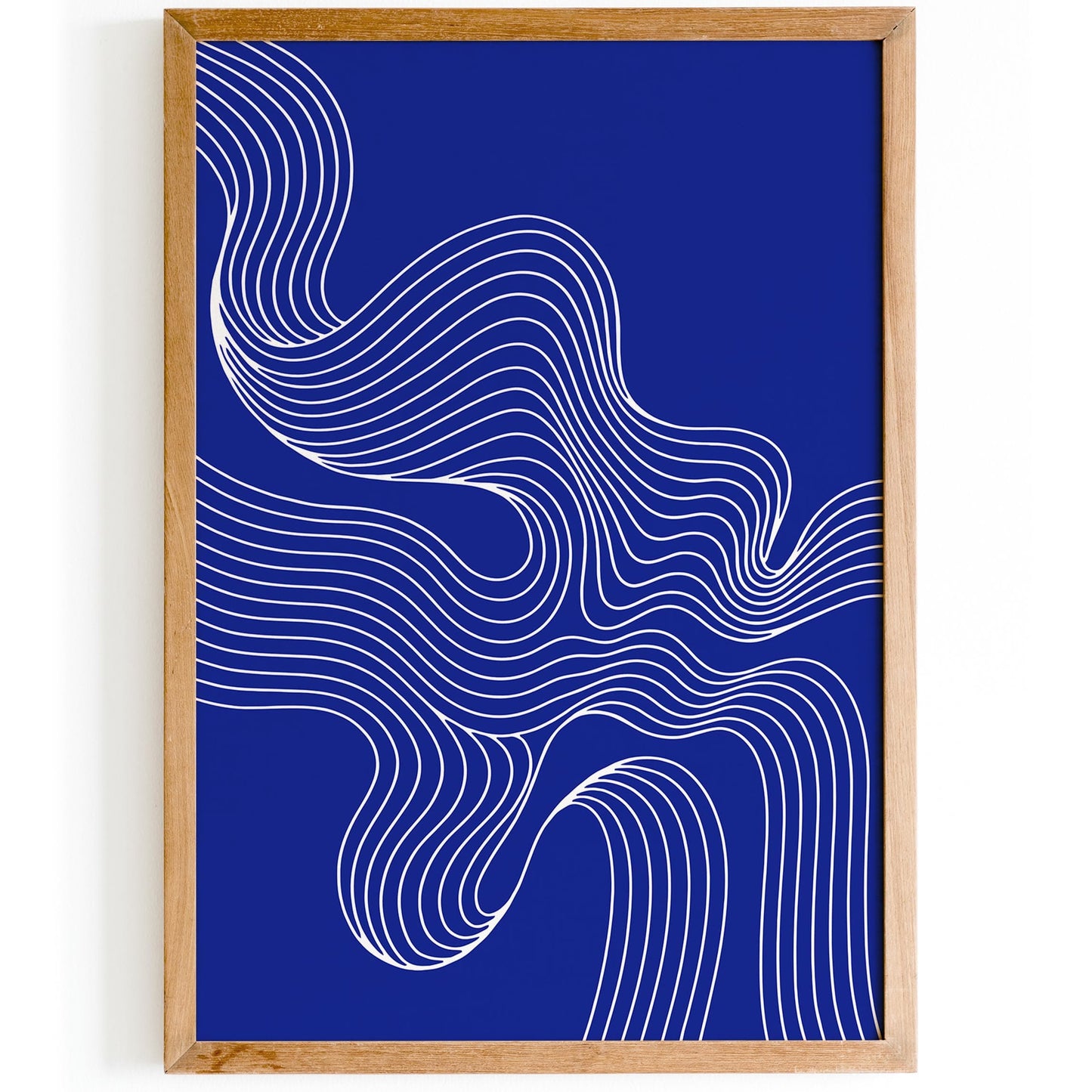 Blue Abstract Wavy Line Art Print