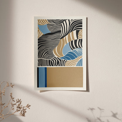 Blue and Beige Abstract Poster