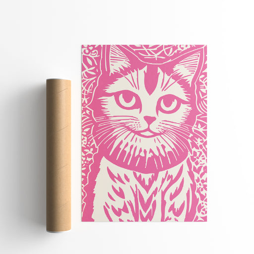 Pink Cat Nursery Poster