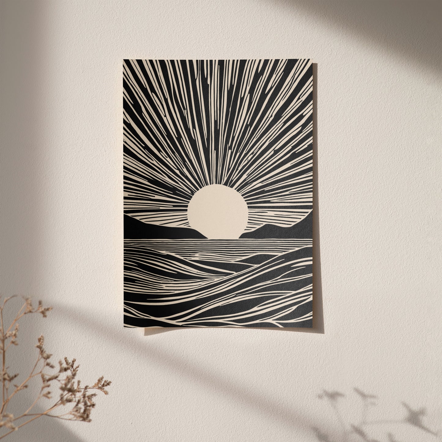 Line Art Sunset Poster