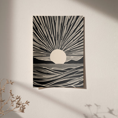 Line Art Sunset Poster