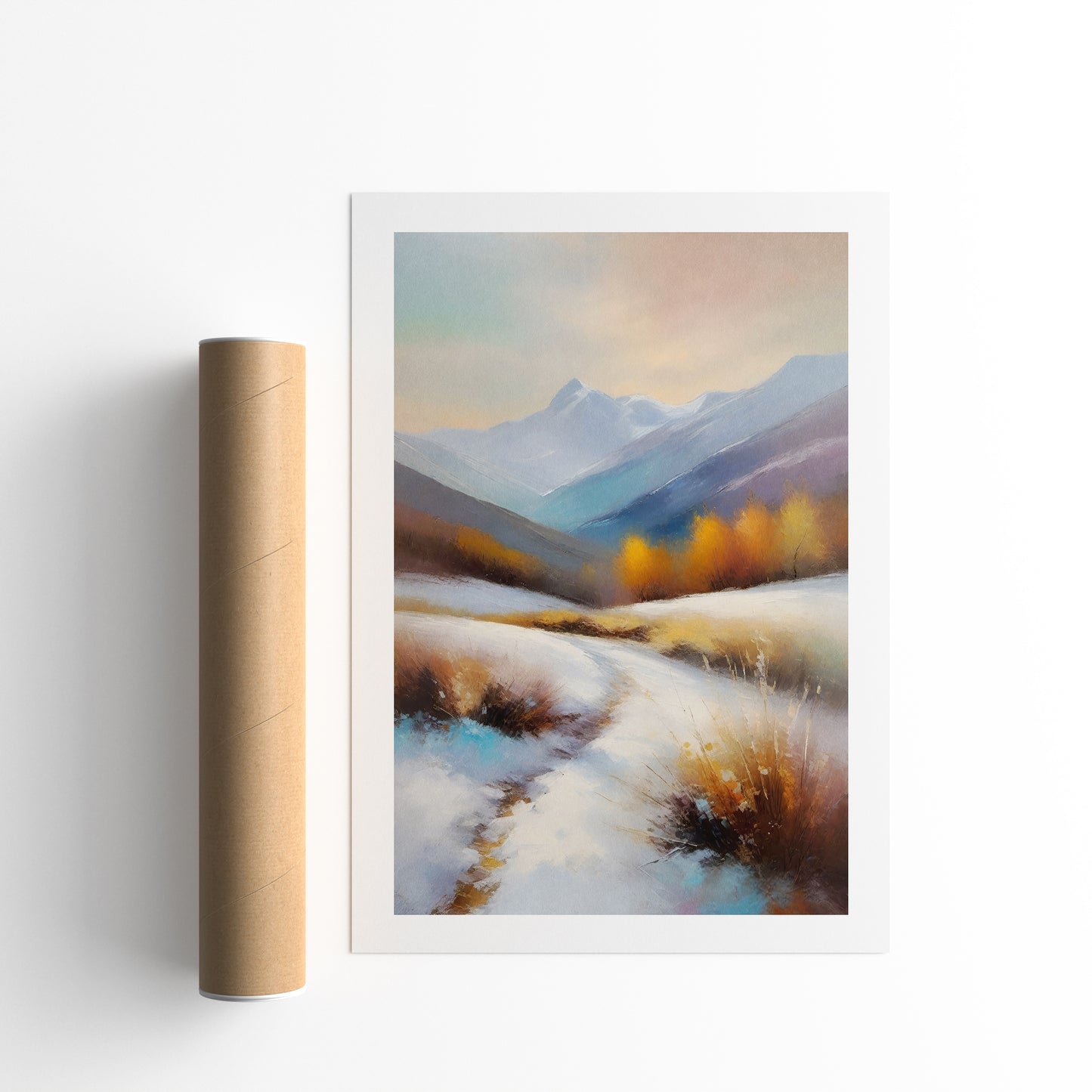 Winter Mountain Painting Print