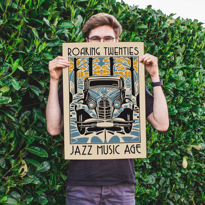 Roaring Twenties Poster - Jazz Music Vintage Car Art