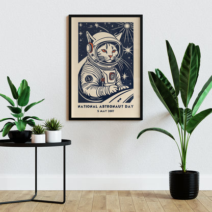 National Astronaut Day Cat Poster