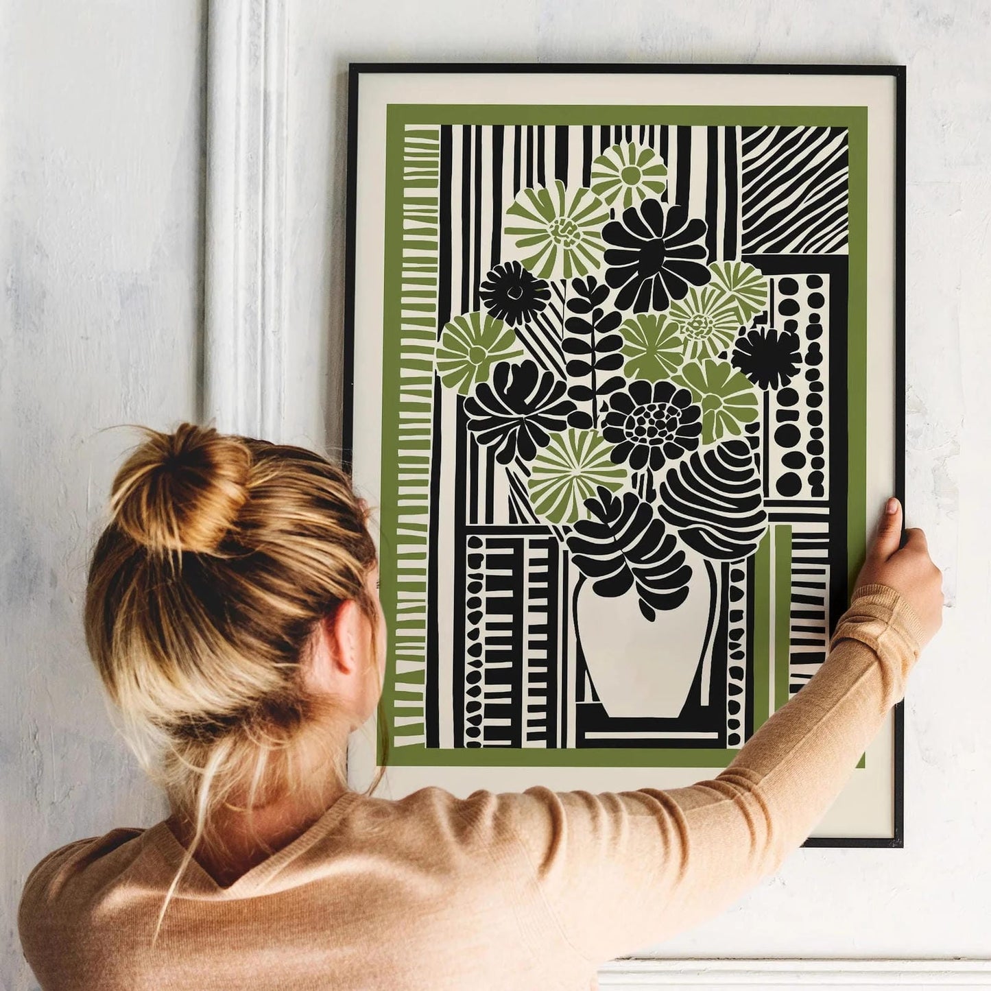 Farmhouse Wall Decor - Green Floral Print