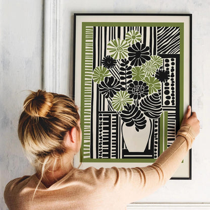 Farmhouse Wall Decor - Green Floral Print