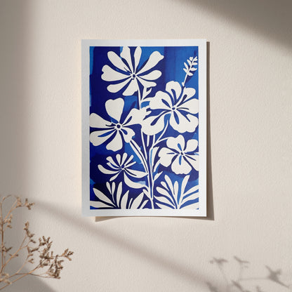 Indigo Blue Floral Poster