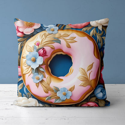 Pink Donut Sweet Throw Pillow