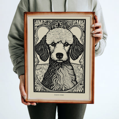 Daisy Poodle Dog Portrait Vintage Art Print