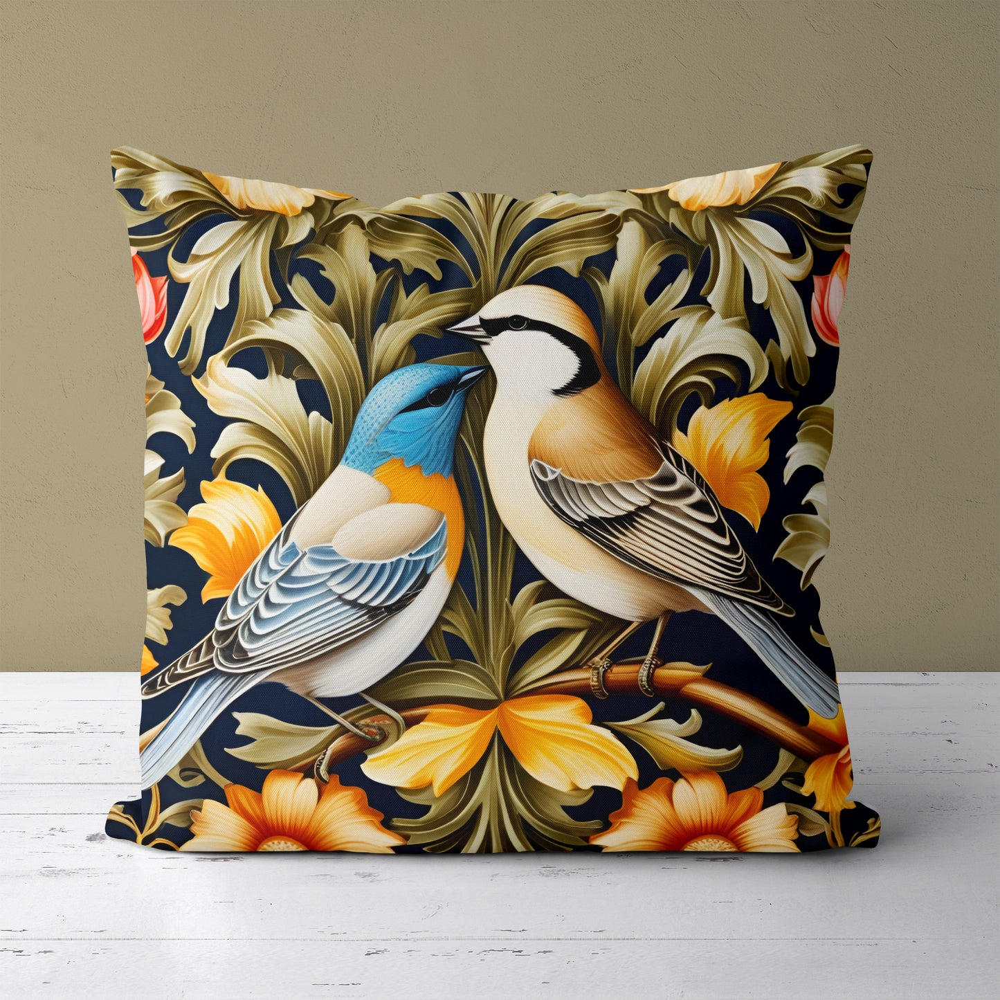 W. Morris Birds Art Nouveau Throw Pillow