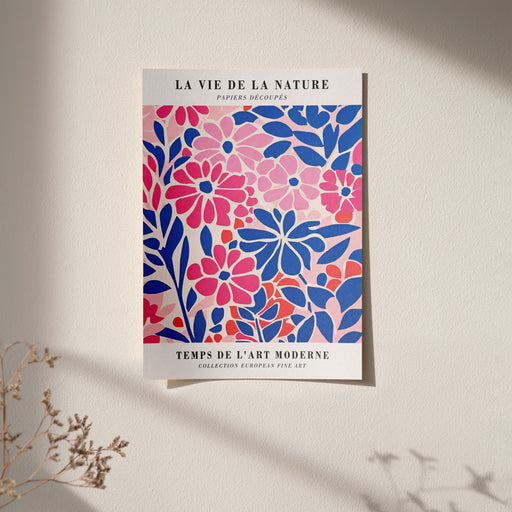Pink and Blue Floral Poster
