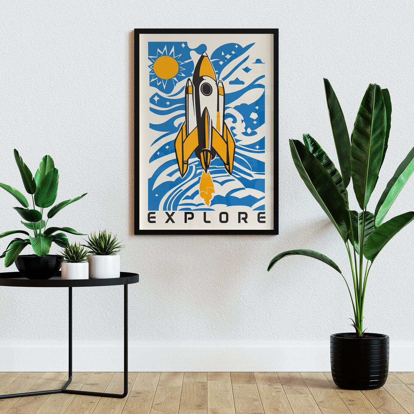 Explore - Space Rocket Blue Poster 2025