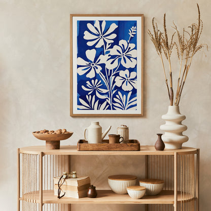 Indigo Blue Floral Poster