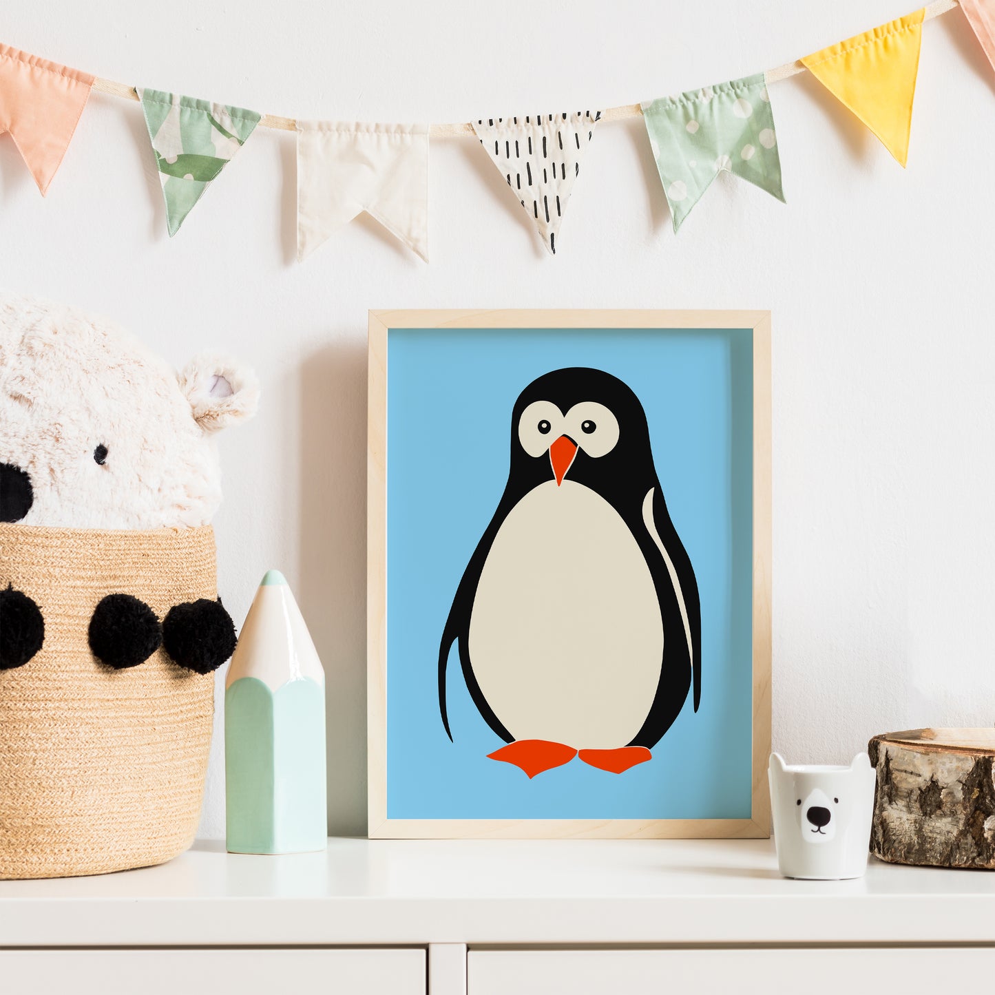 Little Penguin Blue Art Print