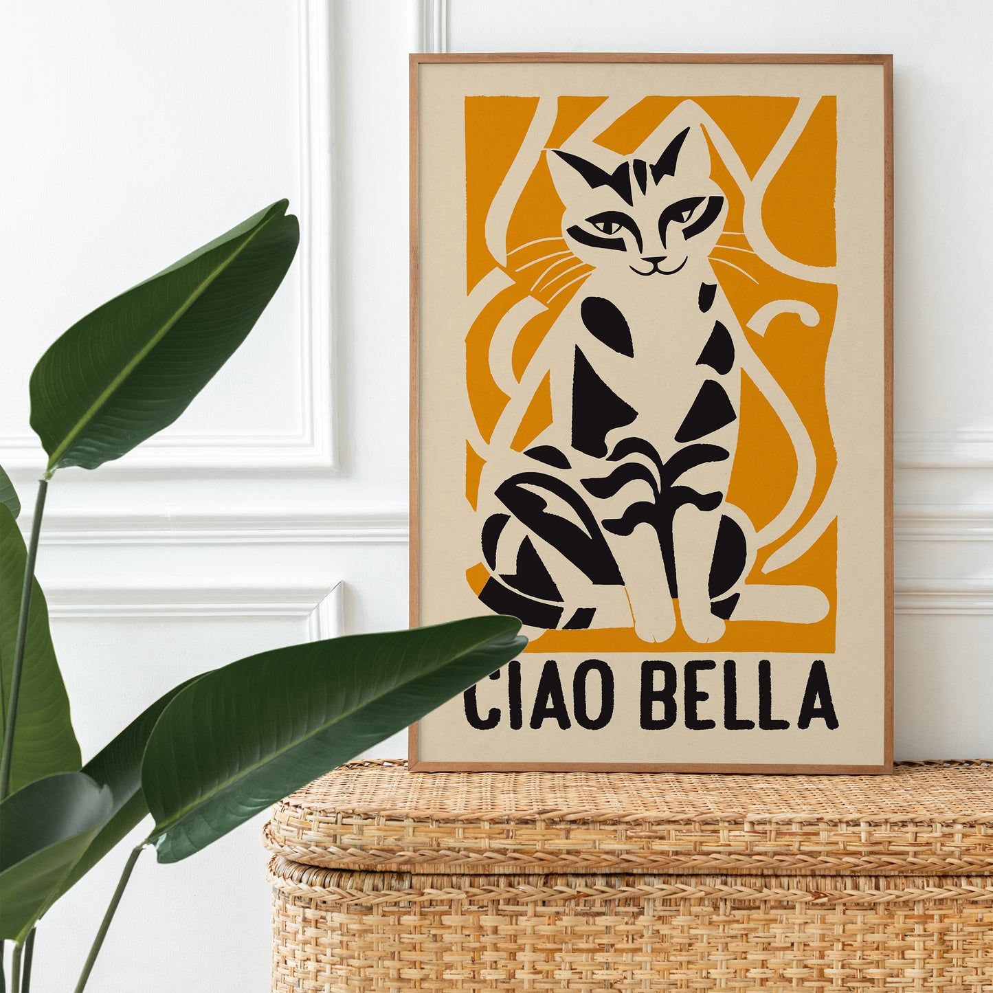 Ciao Bella Yellow Cat Art Print