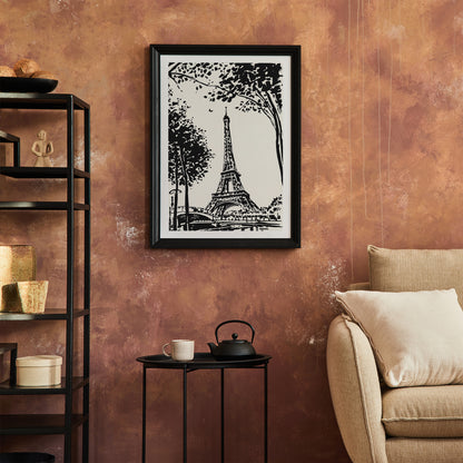 Eiffel Tower Ink Painting Art Print