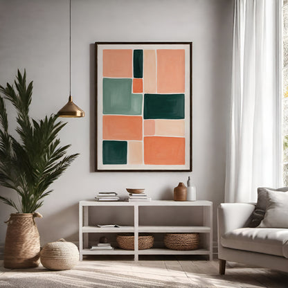 Geometric Peach Colorblocks Art Print