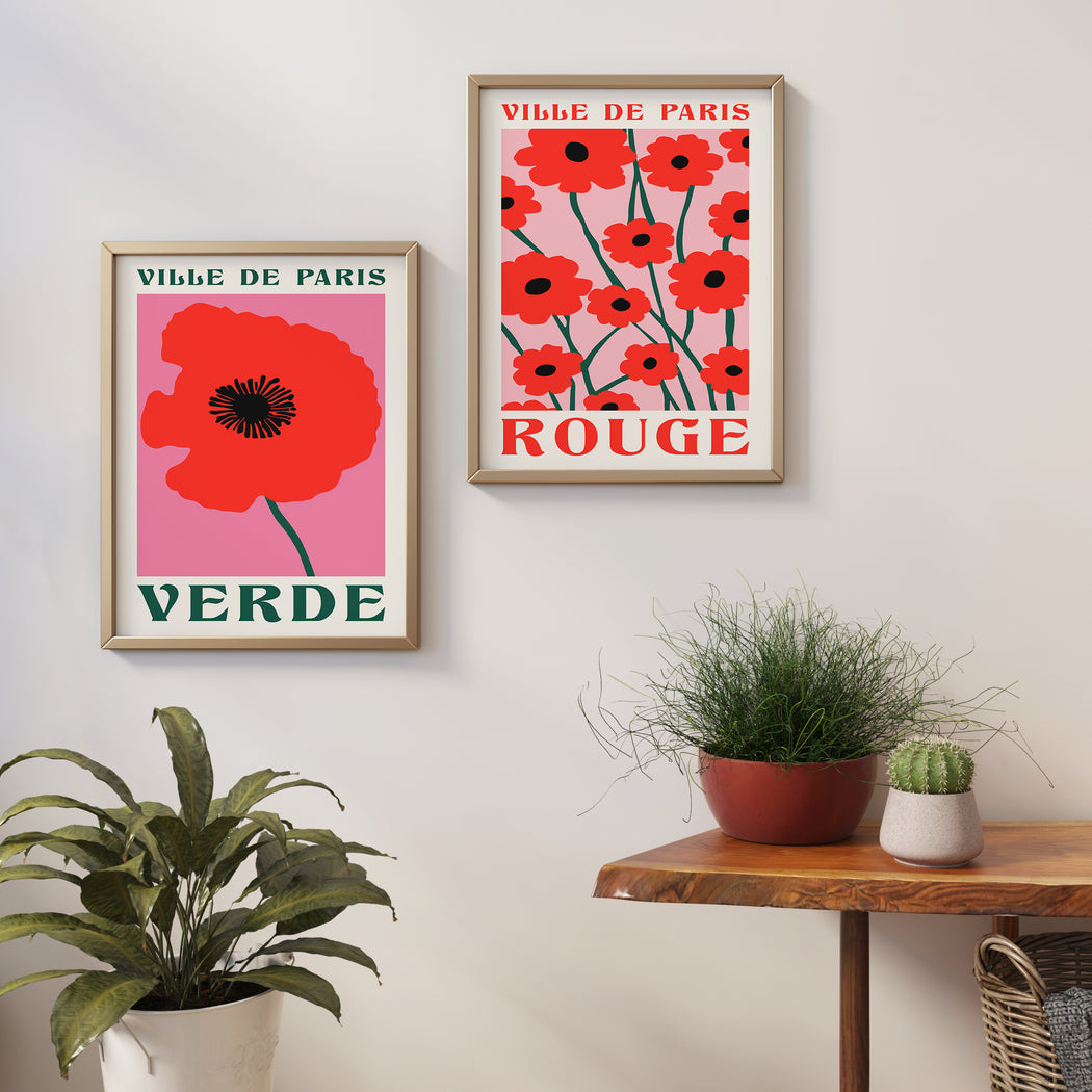 Set of 2 Retro Flowers Poster