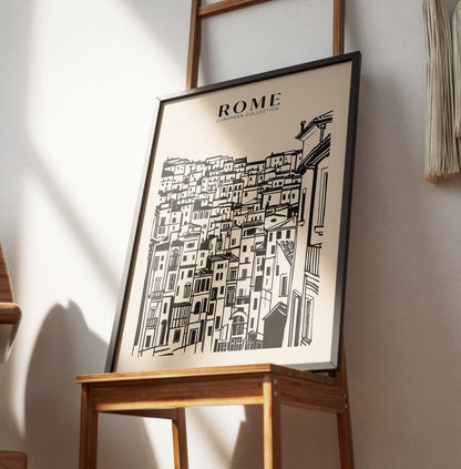 Rome Black Ink Painting Travel Art Print