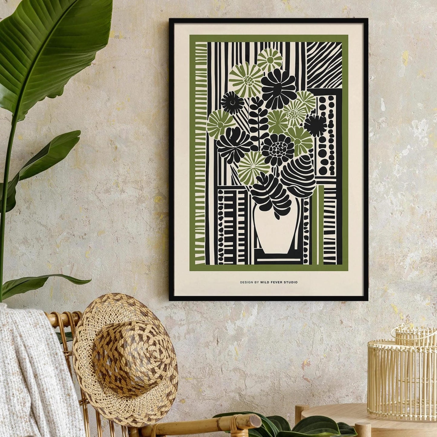 Farmhouse Wall Decor - Green Floral Print