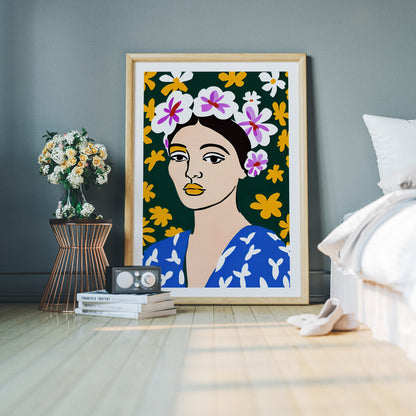 Floral Woman Portrait Poster
