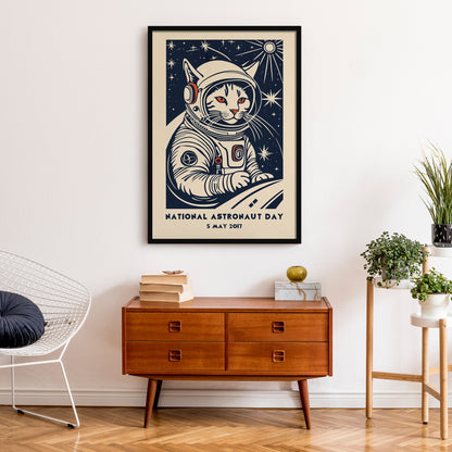 National Astronaut Day Cat Poster