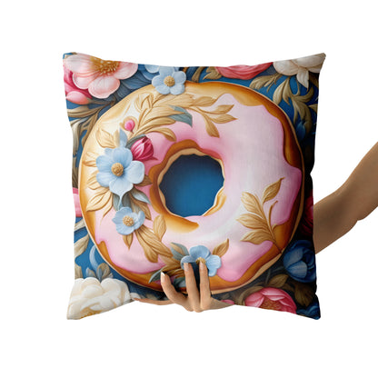 Pink Donut Sweet Throw Pillow